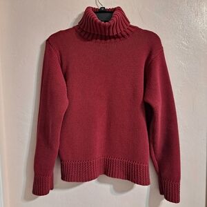 Columbia Knit Ski Burgundy Heavyweight Turtleneck Sweater Loose Fit Ribbing